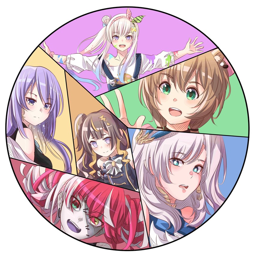kureiji ollie, moona hoshinova, pavolia reine, ayunda risu, anya melfissa, and 1 more (hololive and 1 more) drawn by andra