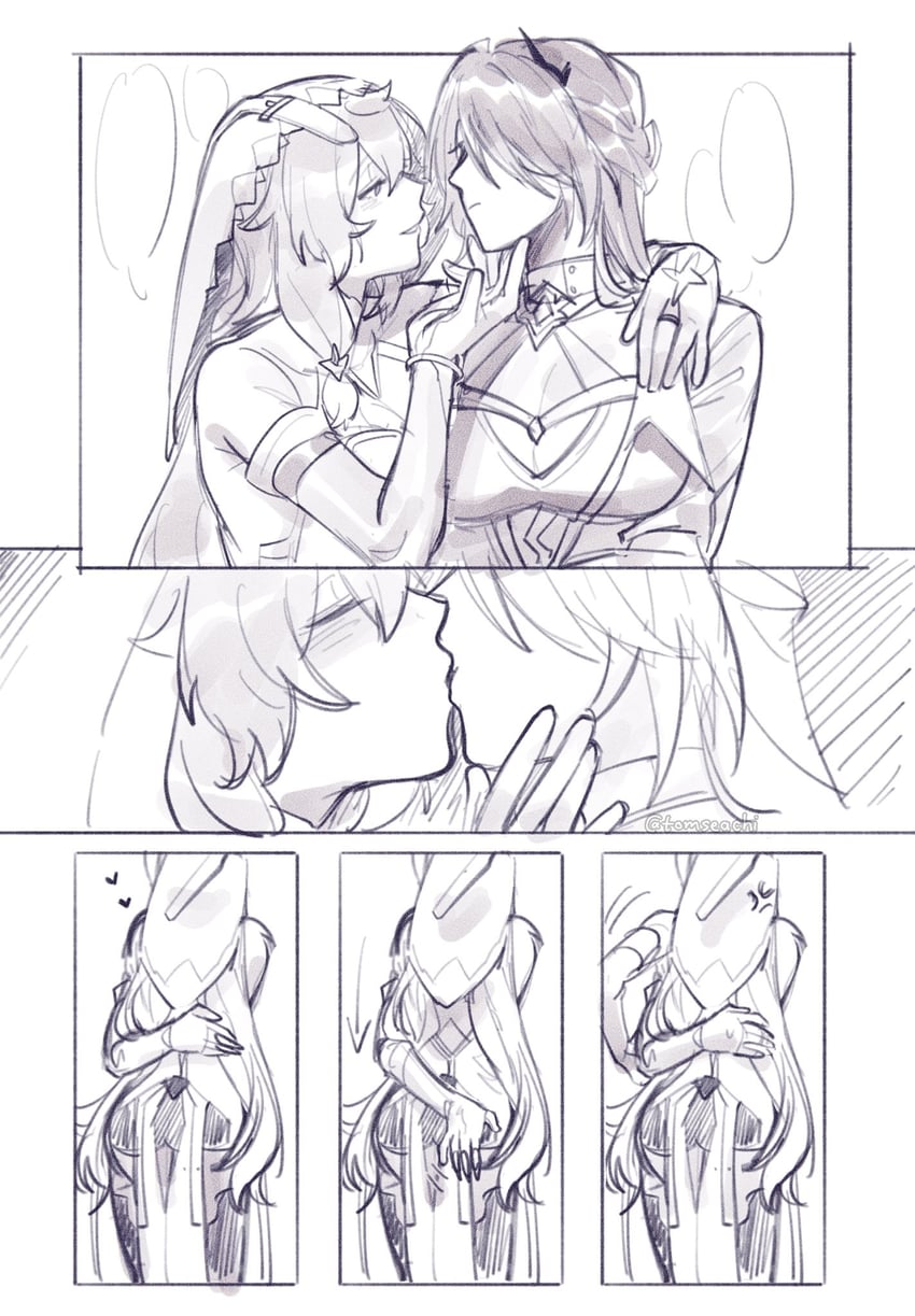 acheron and black swan (honkai and 1 more) drawn by tomseachi
