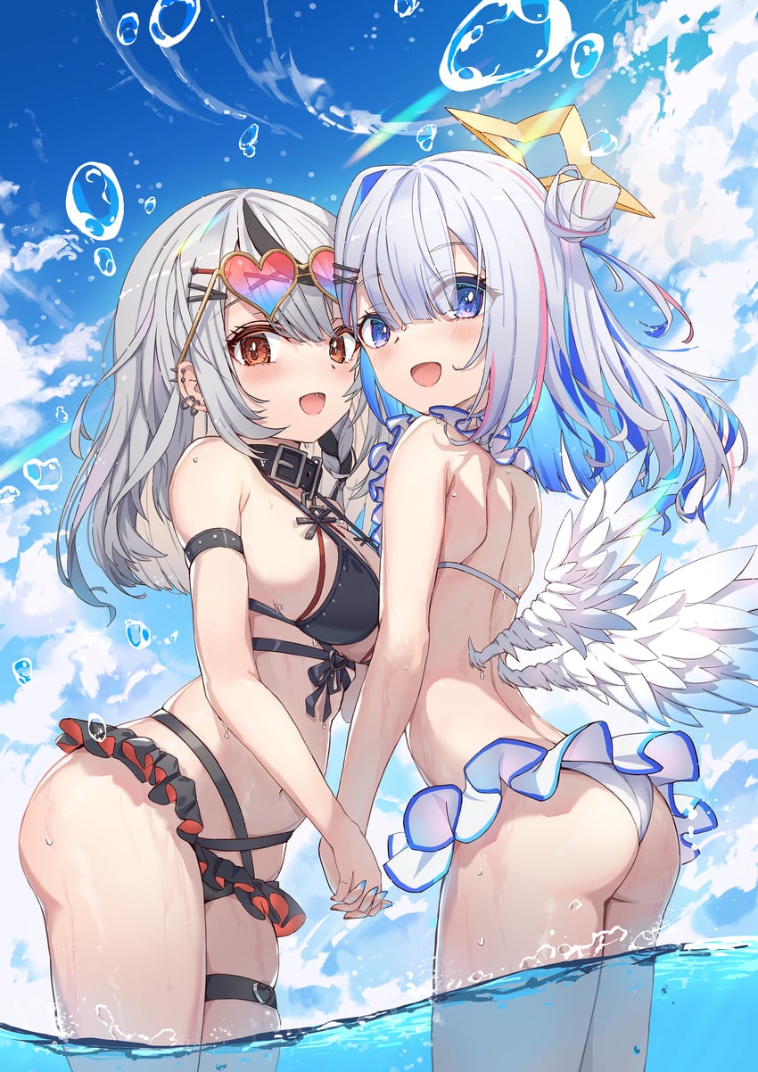 sakamata chloe and amane kanata (hololive) drawn by juu_p