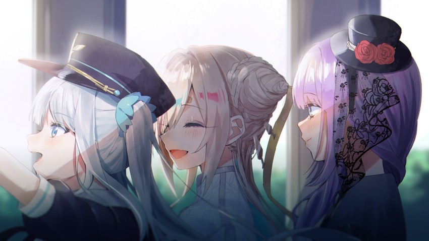 kagura mea, kisaragi koyori, and yaotome noe (kagura gumi) drawn by sinomi