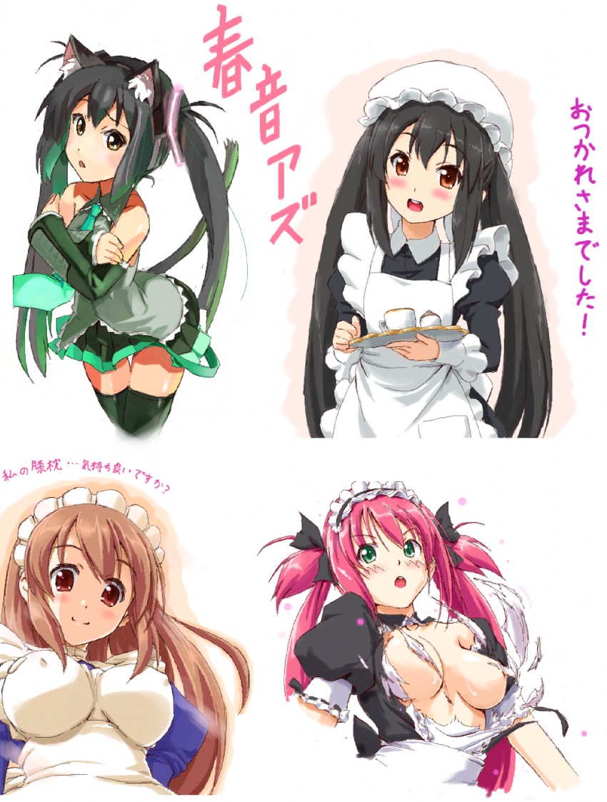 hatsune miku, nakano azusa, asahina mikuru, and airi (vocaloid and 3 more) drawn by halhal