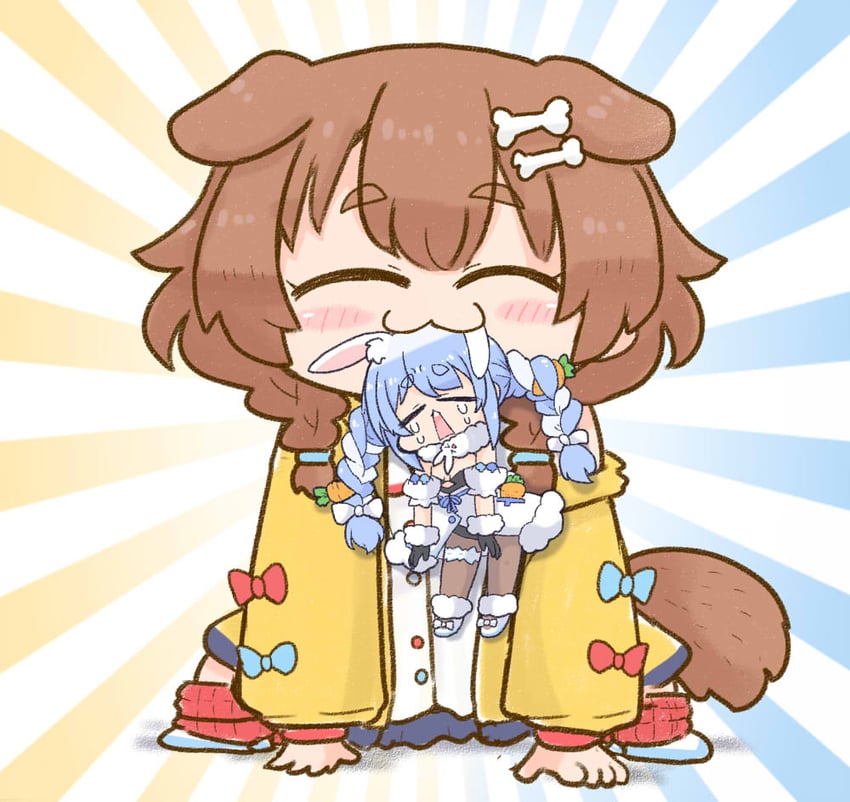 usada pekora, inugami korone, and don-chan (hololive) drawn by matarou_(matarou072)