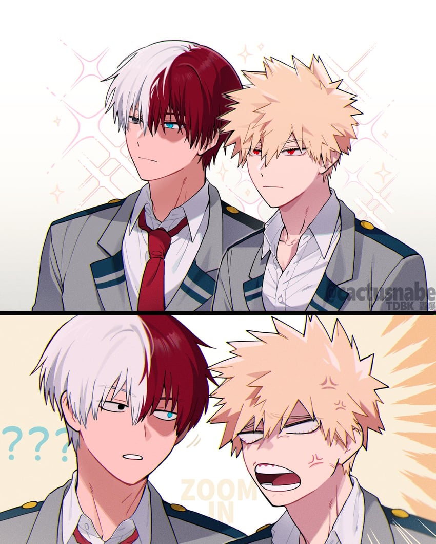 bakugou katsuki and todoroki shoto (boku no hero academia) drawn by cactusnabe