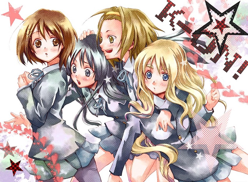 akiyama mio, hirasawa yui, tainaka ritsu, and kotobuki tsumugi (k-on!) drawn by m_(pixiv)