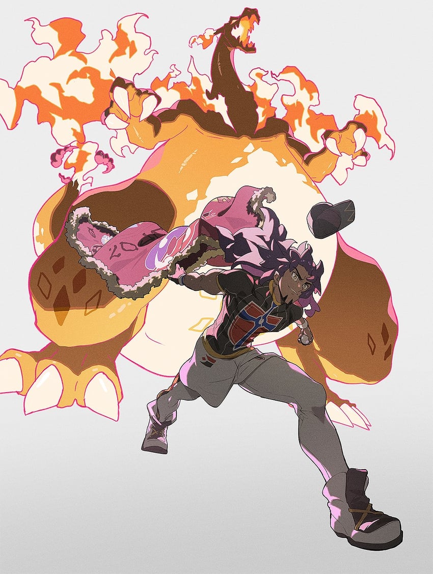 leon, charizard, and gigantamax charizard (pokemon and 1 more) drawn by daniel_deng