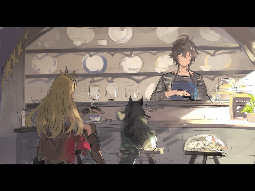 cagliostro, sandalphon, and ewiyar (granblue fantasy) drawn by osamu_(jagabata)