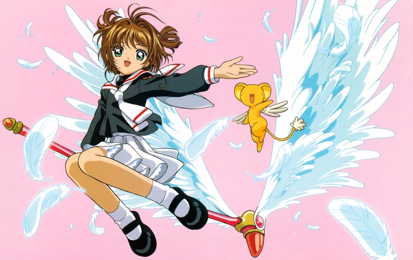 kinomoto sakura and kero (cardcaptor sakura) drawn by takahashi_kumiko
