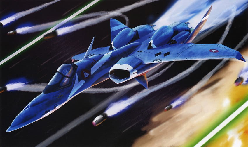 maximilian jenius and vf-22 (macross and 1 more) drawn by tenjin_hidetaka