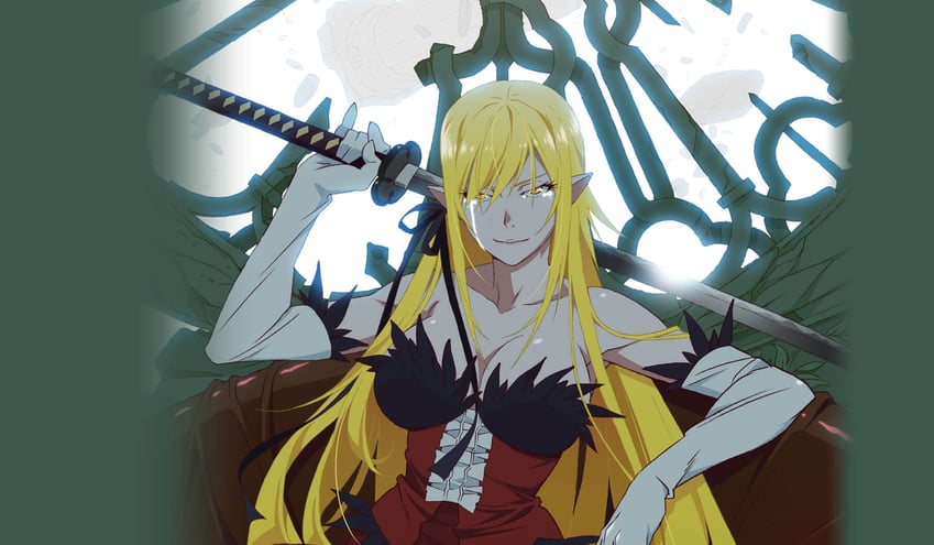 oshino shinobu and kiss-shot acerola-orion heart-under-blade (monogatari and 1 more)