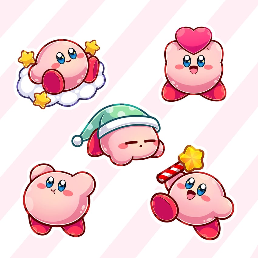kirby and sleep kirby (kirby and 1 more) drawn by hylianruto