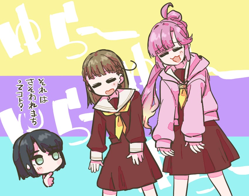 momose ginko, anyoji hime, and kachimachi kosuzu (love live! and 1 more) drawn by muma_(meganeltuko)