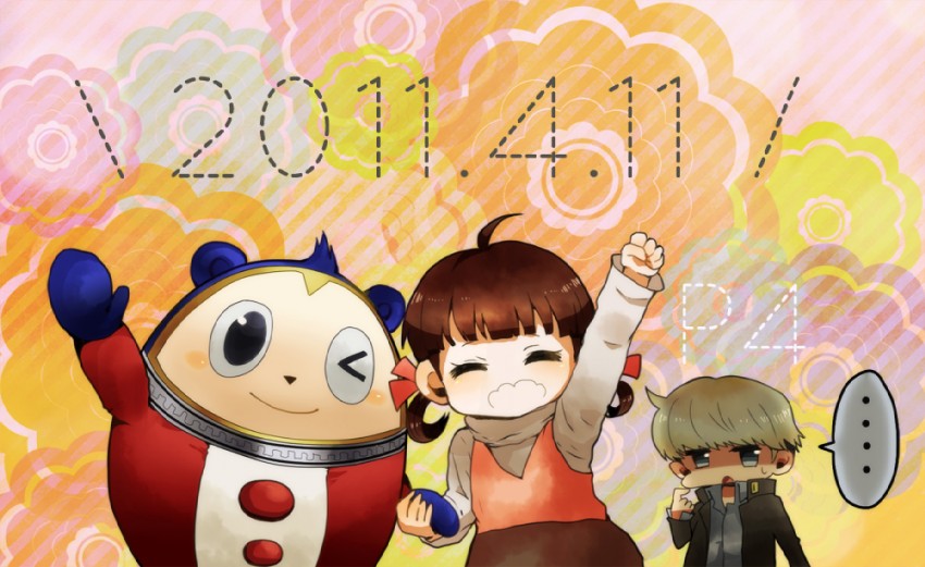 narukami yu, kuma, and doujima nanako (persona and 1 more) drawn by 81_(mellowry)