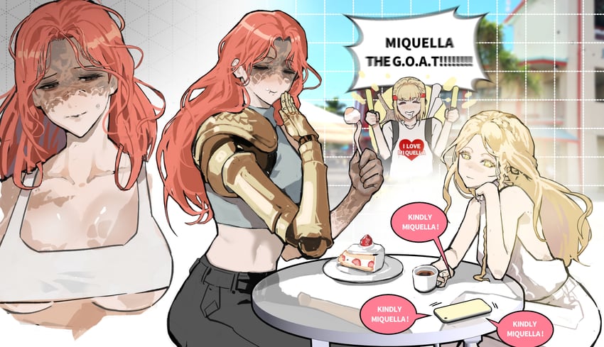 malenia blade of miquella, miquella, and needle knight leda (elden ring and 1 more) drawn by park_ongjol