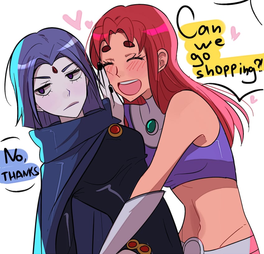 raven and starfire (dc comics and 1 more) drawn by huyandere