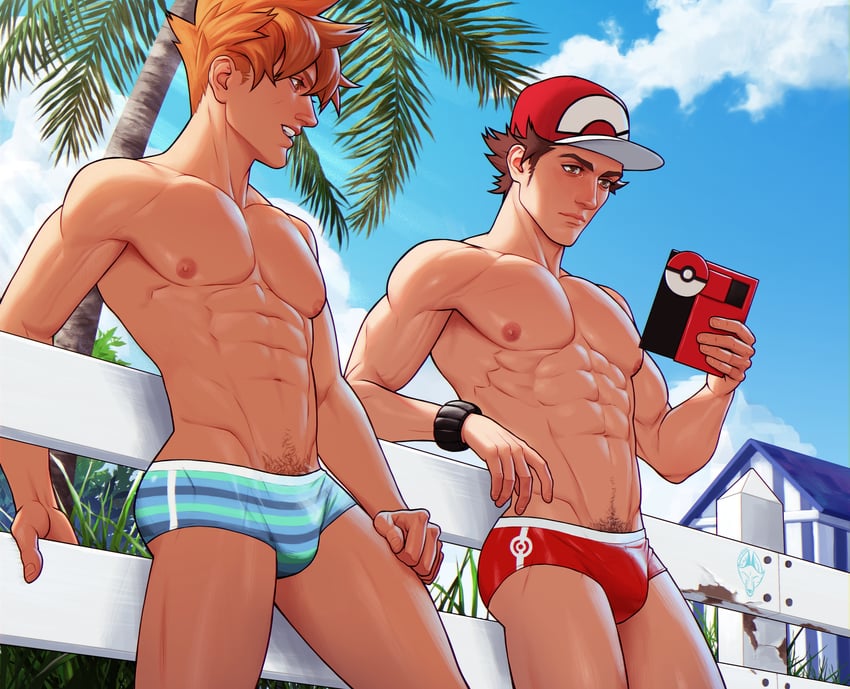 red and blue oak (pokemon and 1 more) drawn by fox_bravo