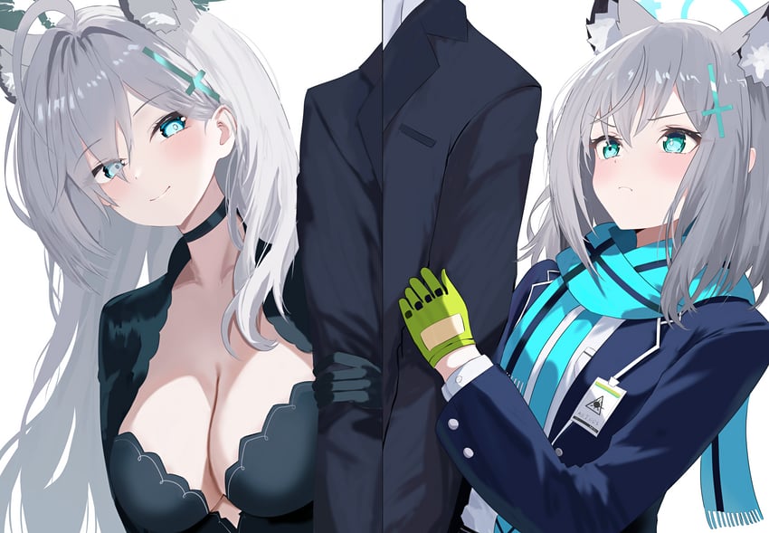 shiroko and shiroko terror (blue archive) drawn by natsuki_(natsu_1936)