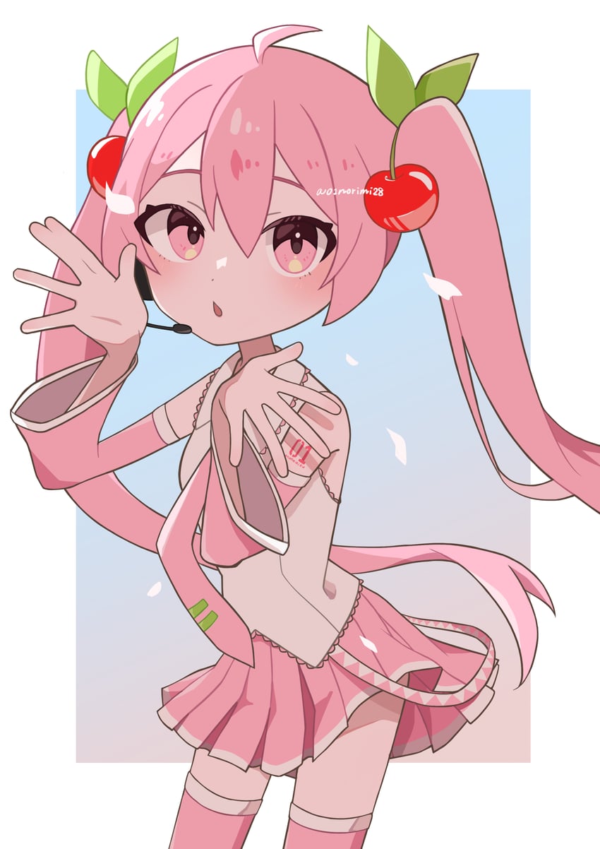 hatsune miku and sakura miku (vocaloid) drawn by norimi_(01norimi28)