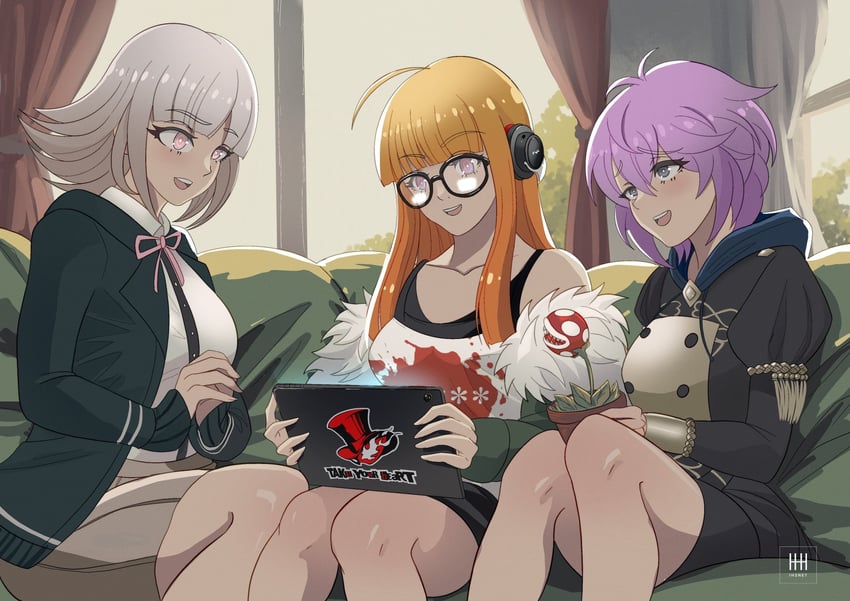 nanami chiaki, sakura futaba, bernadetta von varley, and piranha plant (fire emblem and 6 more) drawn by ihsnet