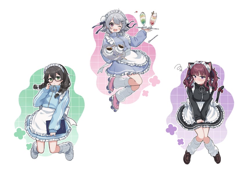 koharu rikka, natsuki karin, and hanakuma chifuyu (synthesizer v and 1 more) drawn by binchou_maguro
