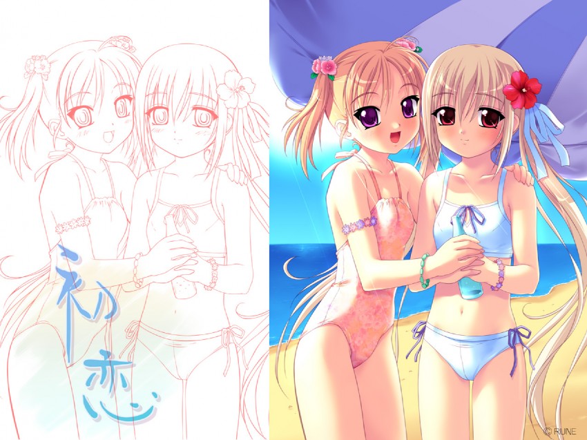 shiina yusumi and hatsushima anzu (hatsukoi) drawn by nonohara_miki