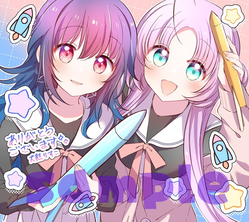 konohoshi umika and akeuchi yuu (hoshikuzu telepath) drawn by ookuma_rasuko