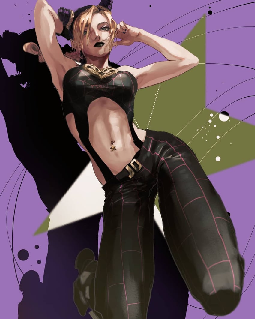 kujo jolyne (jojo no kimyou na bouken and 1 more) drawn by momota_ro5555