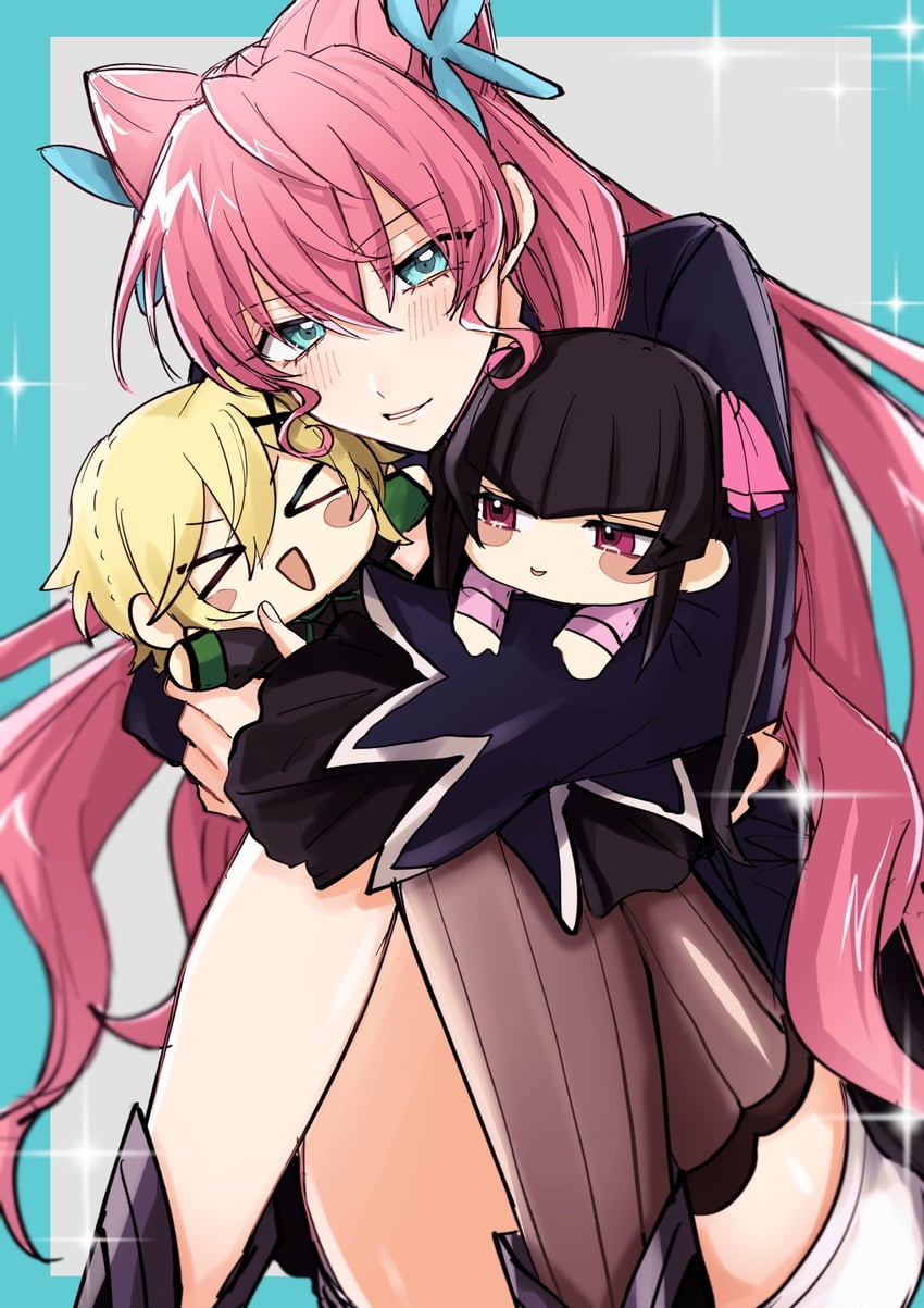 akatsuki kirika, tsukuyomi shirabe, and maria cadenzavna eve (senki zesshou symphogear) drawn by hahahano927