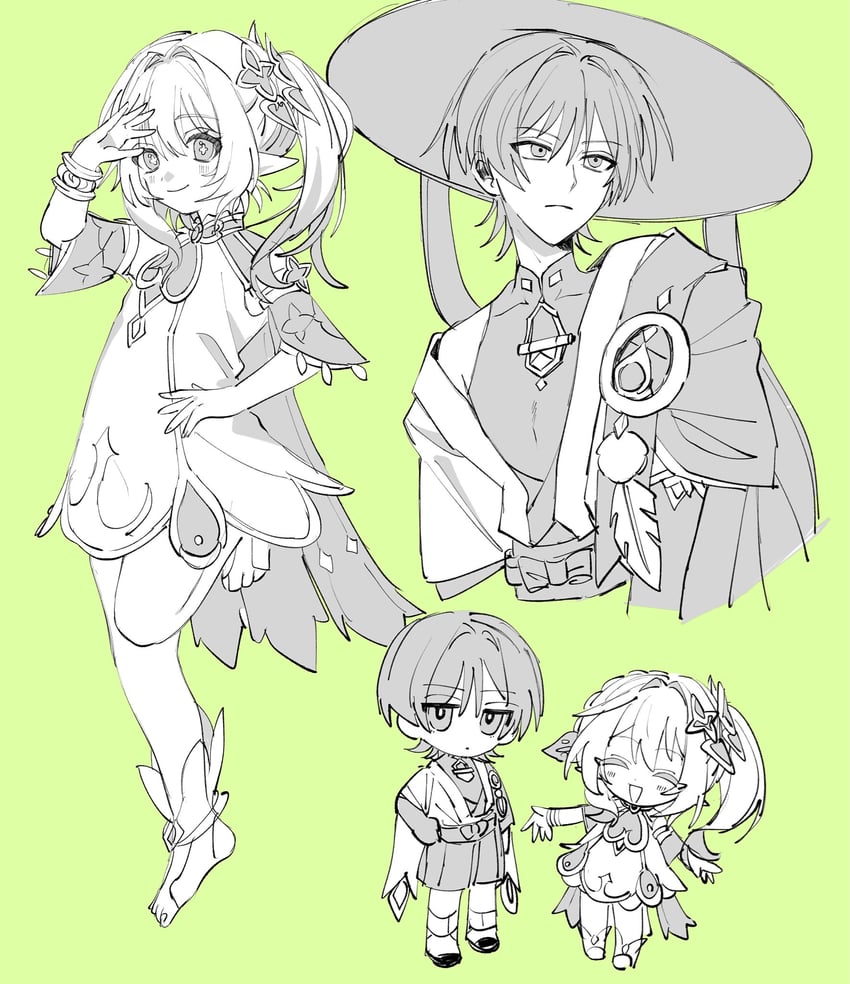scaramouche, nahida, and wanderer (genshin impact) drawn by no6_gnsn