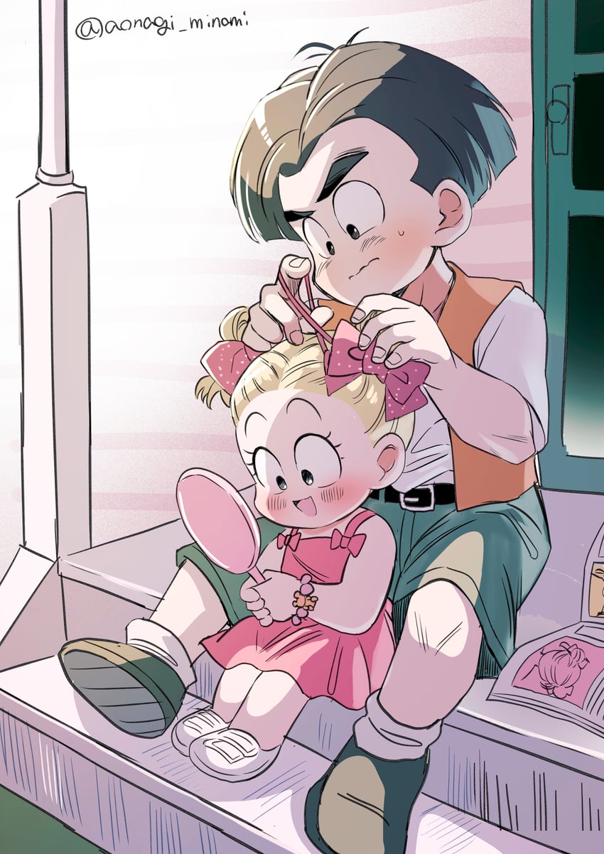 kuririn and marron (dragon ball and 1 more) drawn by aonagi_minami
