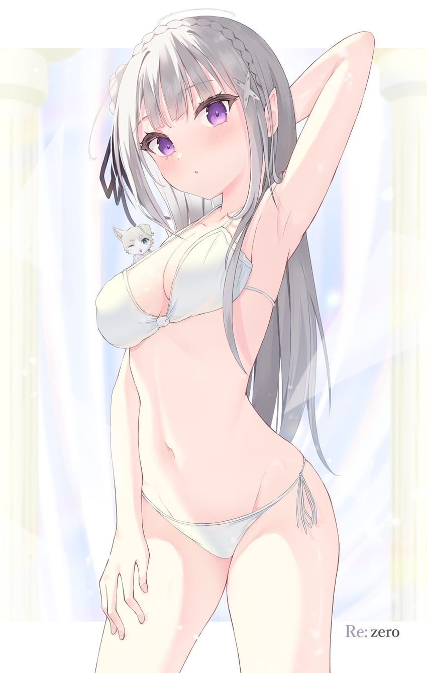 emilia and puck (re:zero kara hajimeru isekai seikatsu) drawn by komura_hiroto