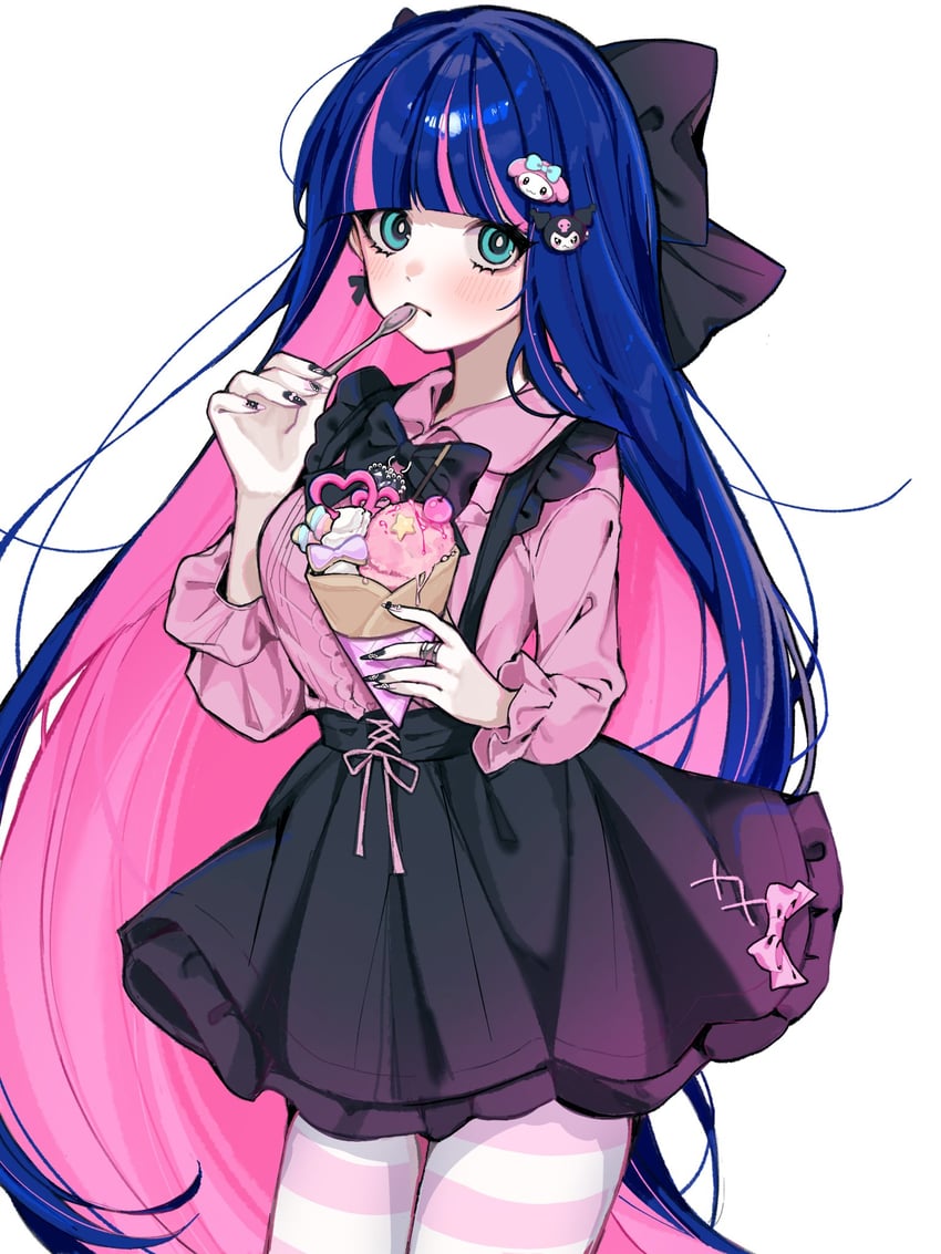stocking, my melody, and kuromi (panty & stocking with garterbelt and 2 more) drawn by moenaomii_(artist)