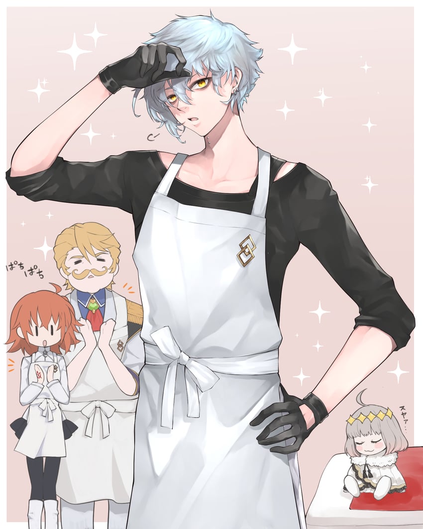 fujimaru ritsuka, oberon, kadoc zemlupus, and goredolf musik (fate and 1 more) drawn by hazuki-a