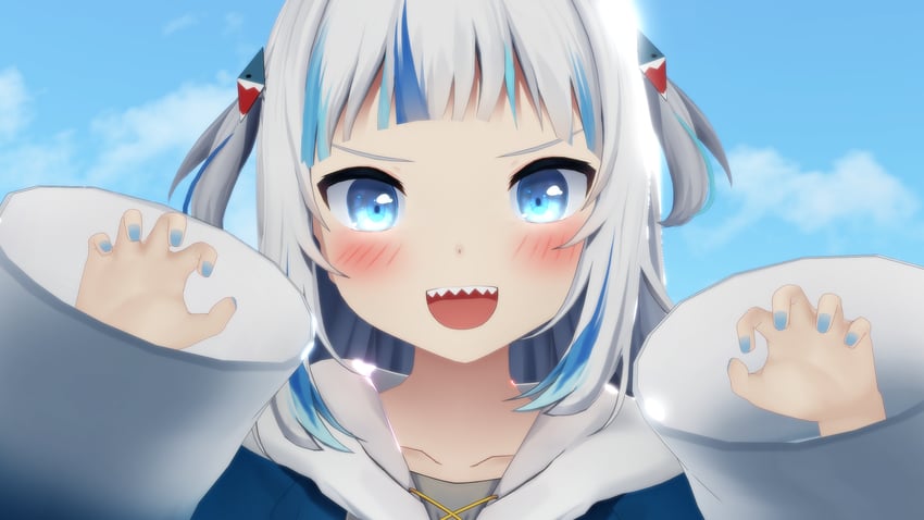 gawr gura (hololive and 2 more) drawn by yuusyakuro