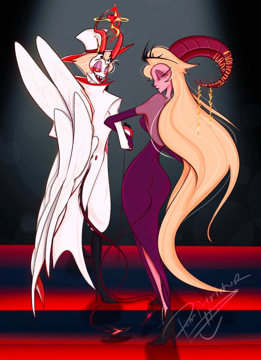 lucifer morningstar and lilith (hazbin hotel) drawn by pompetrichor
