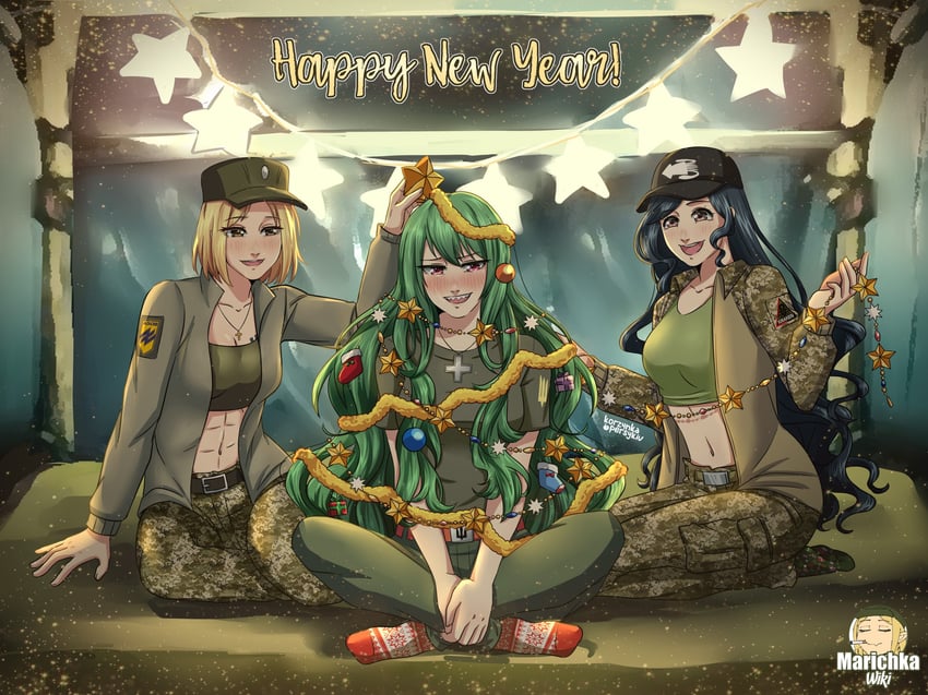 marichka, kraken, and olesya (original) drawn by korzynka_persykiv