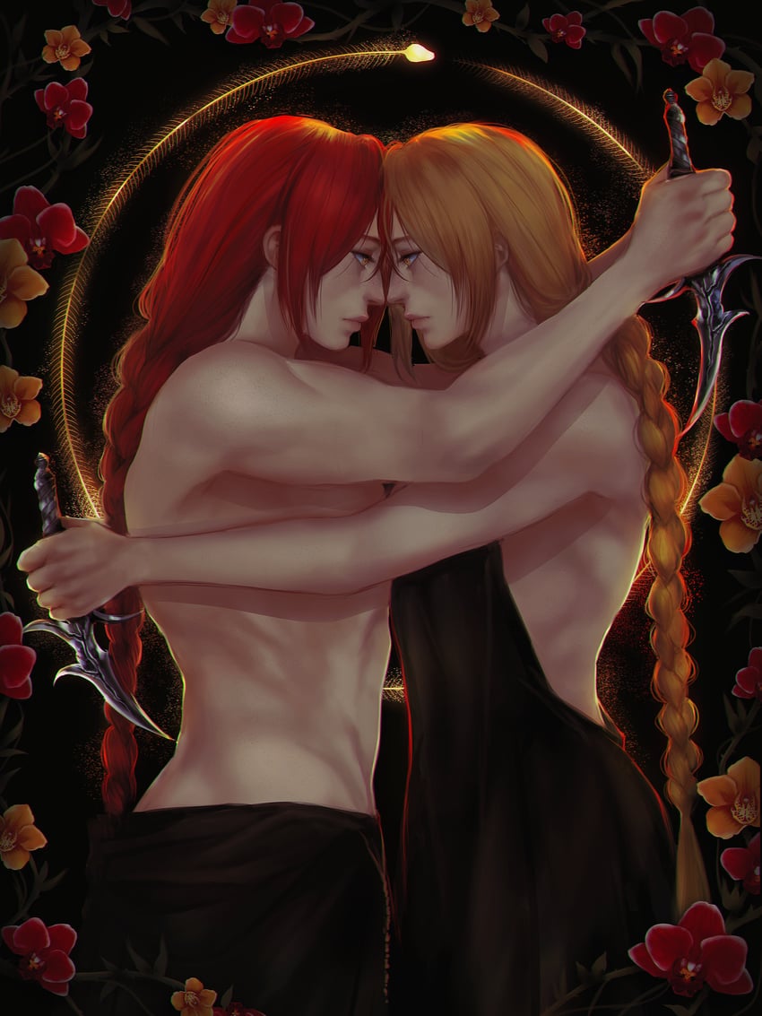 queen marika the eternal and radagon of the golden order (elden ring) drawn by raviollies