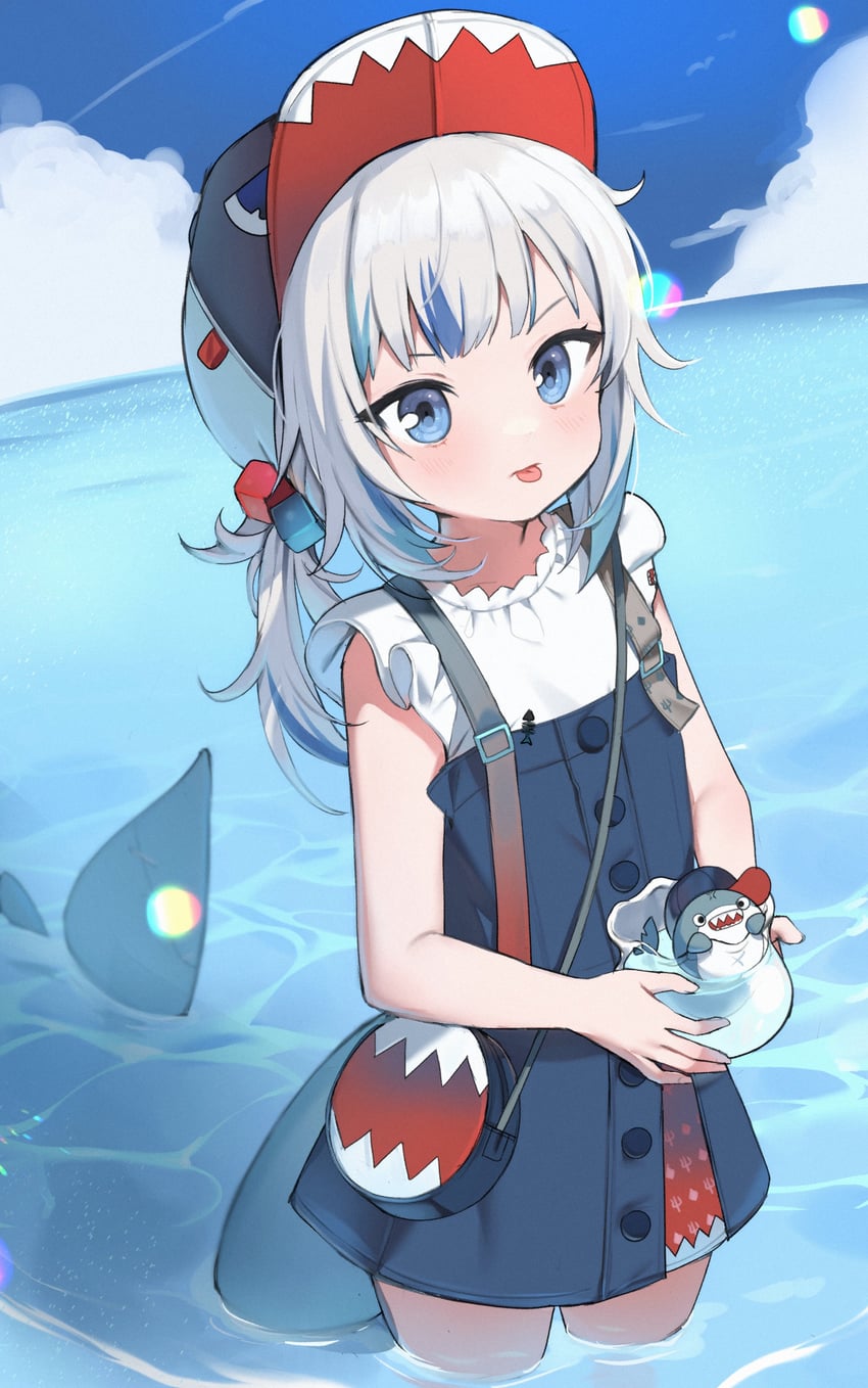 gawr gura and bloop (hololive and 1 more) drawn by ropu_(ropu_10)