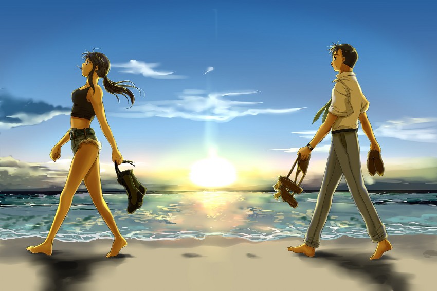 revy and okajima rokuro (black lagoon) drawn by yonomori_mayu