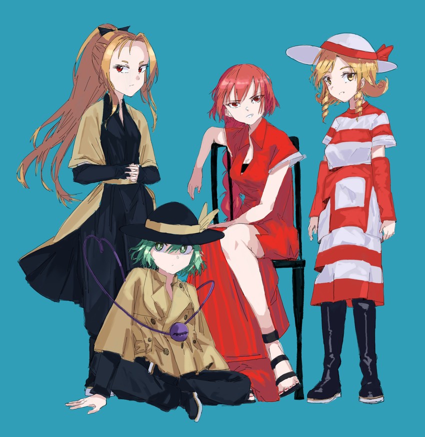 komeiji koishi, okazaki yumemi, elly, and yuugenmagan (touhou) drawn by jichou_senshi