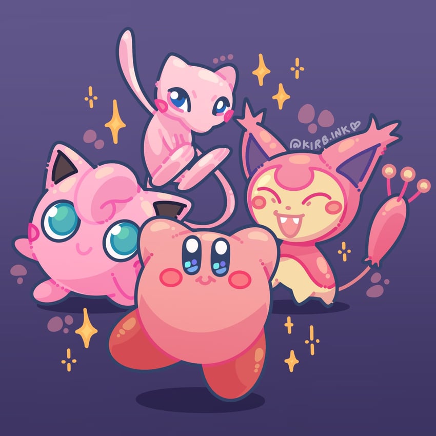 kirby, jigglypuff, mew, and skitty (pokemon and 1 more) drawn by aimaay