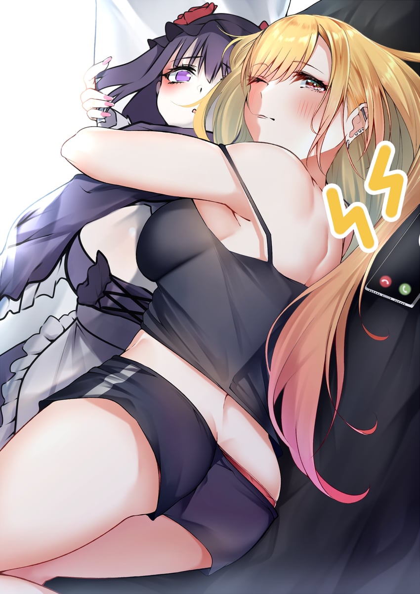 kitagawa marin and kuroe shizuku (sono bisque doll wa koi wo suru) drawn by len_(hand_linke)