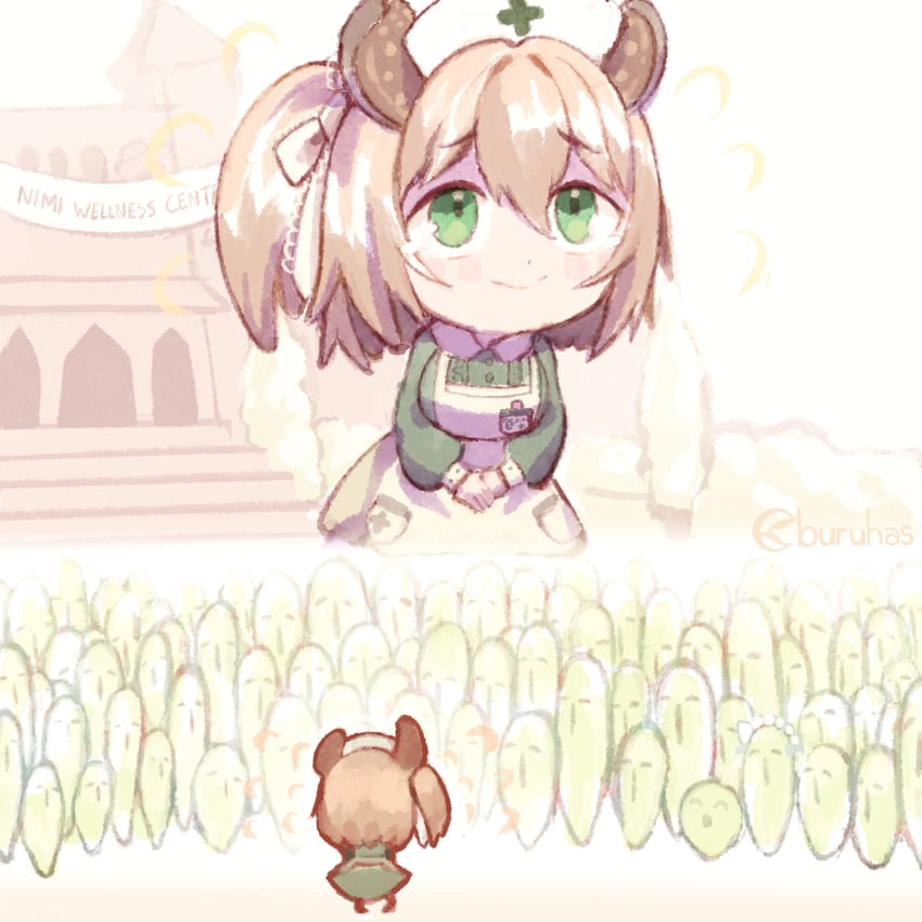 mint fantome, nimi nightmare, and naplings (indie virtual youtuber) drawn by buruhas