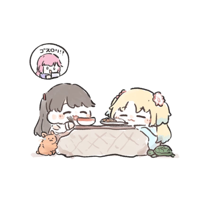 hinoshita kaho, fujishima megumi, osawa rurino, and anyoji hime (love live! and 1 more) drawn by ao_kaeru