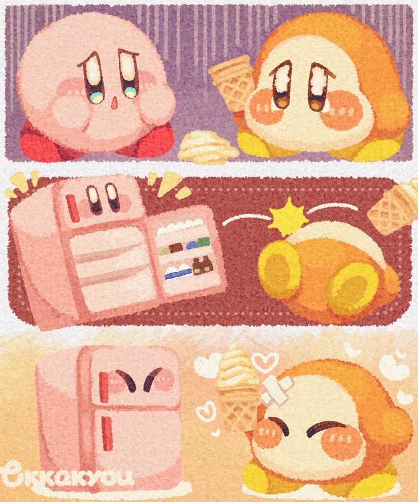 kirby and waddle dee (kirby and 2 more) drawn by tokkakyou