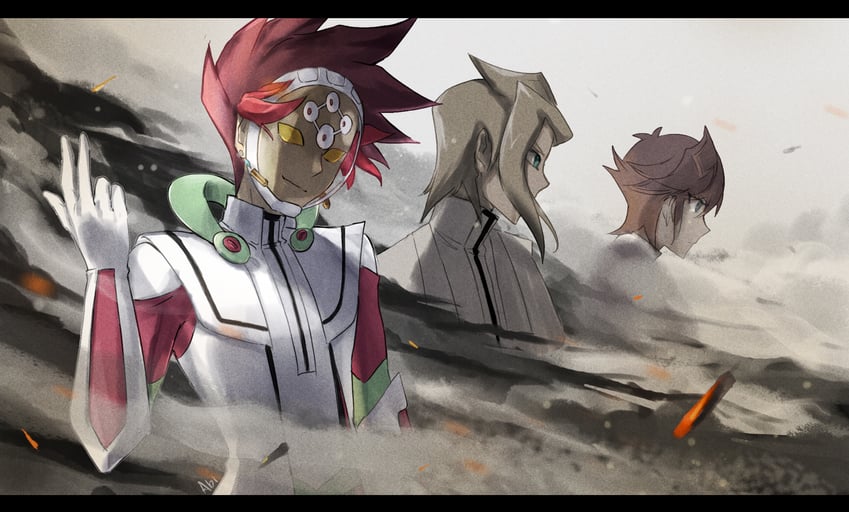 kogami ryoken, spectre, revolver, and taki kyoko (yu-gi-oh! and 1 more) drawn by abiiii