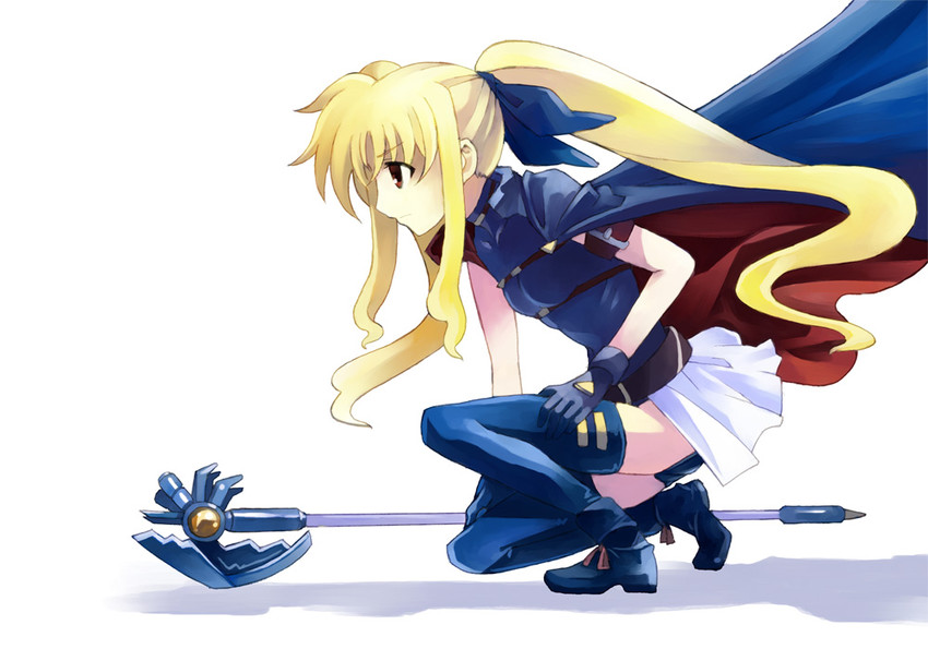 fate testarossa and bardiche (lyrical nanoha and 2 more) drawn by kouno_hikaru
