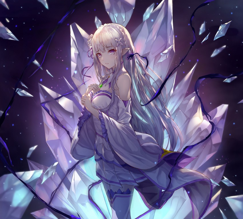 emilia (re:zero kara hajimeru isekai seikatsu) drawn by dal_song