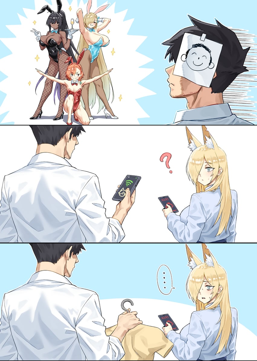 sensei, doodle sensei, asuna, karin, kanna, and 1 more (blue archive) drawn by thore_(nathalukpol)