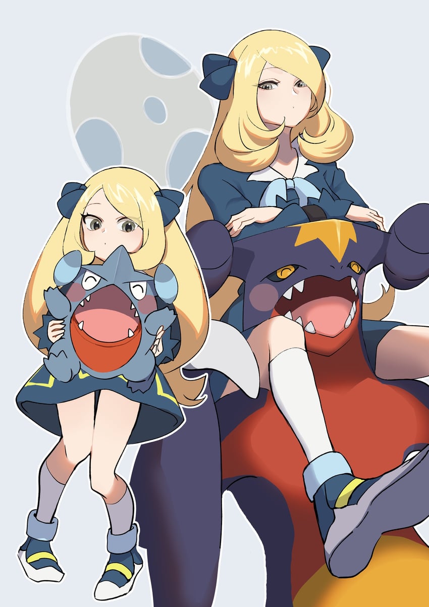 cynthia, garchomp, and gible (pokemon and 1 more) drawn by mijukuma