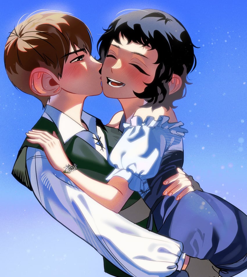 chilchuck tims and chilchuck's wife (dungeon meshi) drawn by achu_0u0